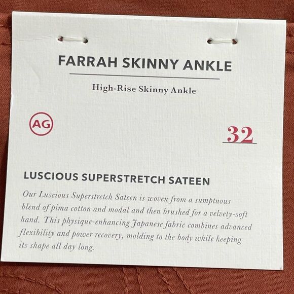 NWT AG Adriano Goldschmied Farrah High-Rise Skinny Ankle Jeans Size 32 Rust Pant - Picture 9 of 9